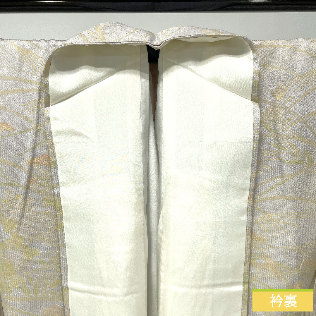 訪問着 正絹 袷 身丈159.5cm 裄丈64.5cm 銀白色（ぎんはくしょく） 京友禅 吉祥文様 Sランク グレー系 1112004772322