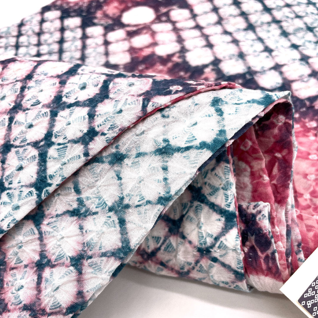 （新品）浴衣 有松鳴海本絞り 身丈163cm 裄丈68cm 市松 幾何学模様 木綿 NEWランク 単衣 身丈163cm 紫系 1118000681412