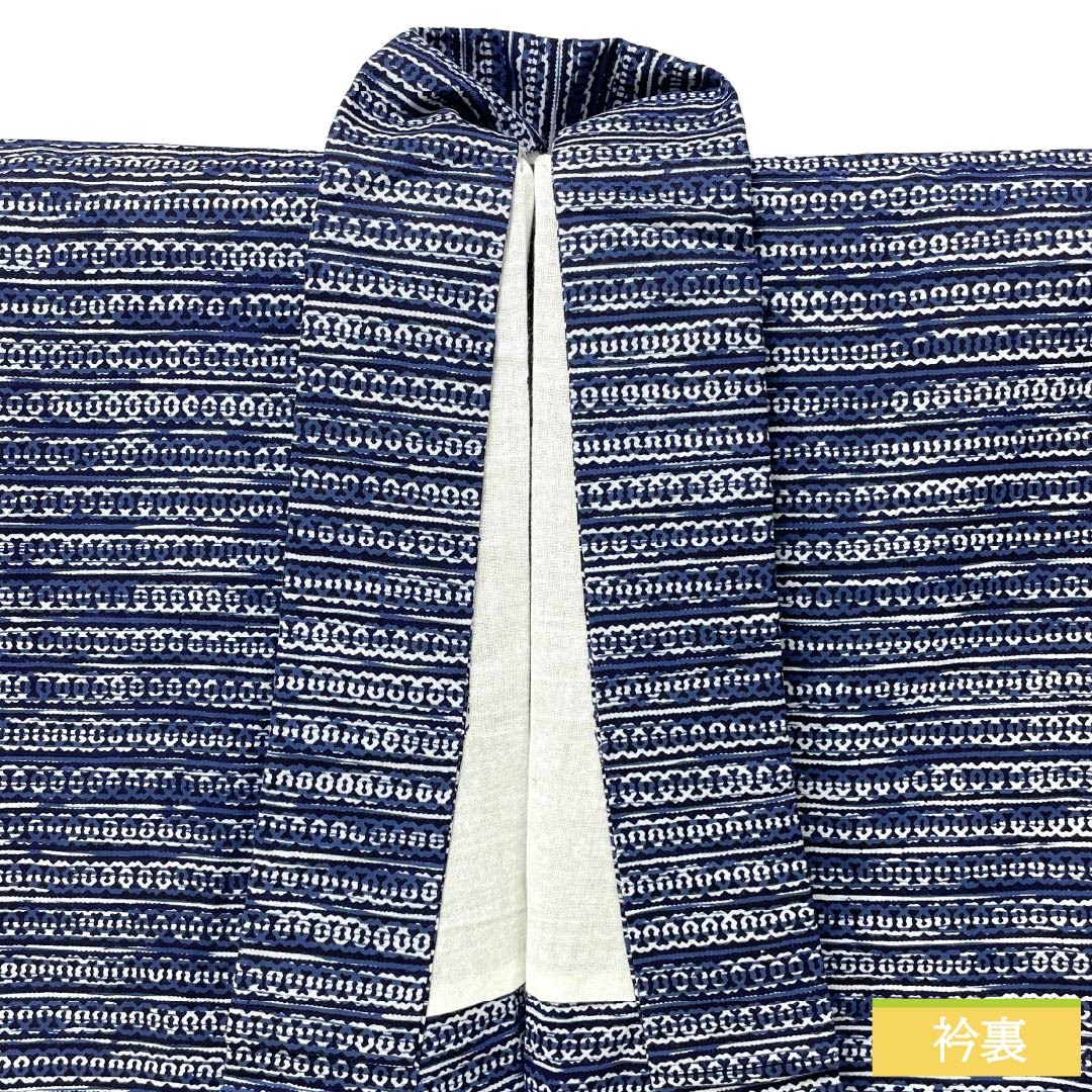 メンズ浴衣 木綿 Sランク 身丈139.5cm 裄丈66.5cm 抽象模様 単衣 紺系 1138000682318