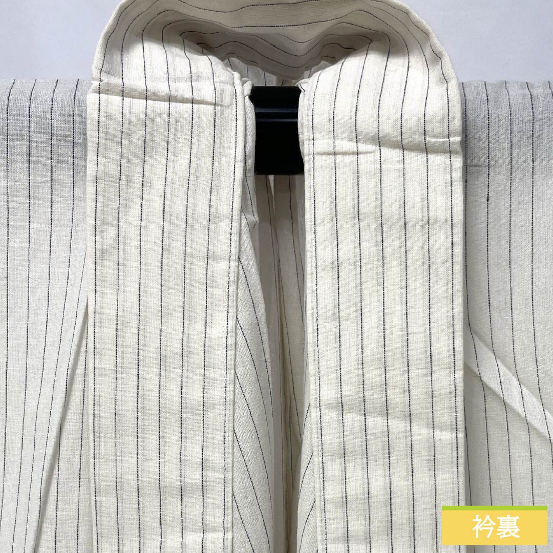 Men's Cotton Yukata, Length 149.5cm, Sleeve Length 73.5cm, White Earth Color, Striped, S Rank, Single Layer, White, 1138000062411