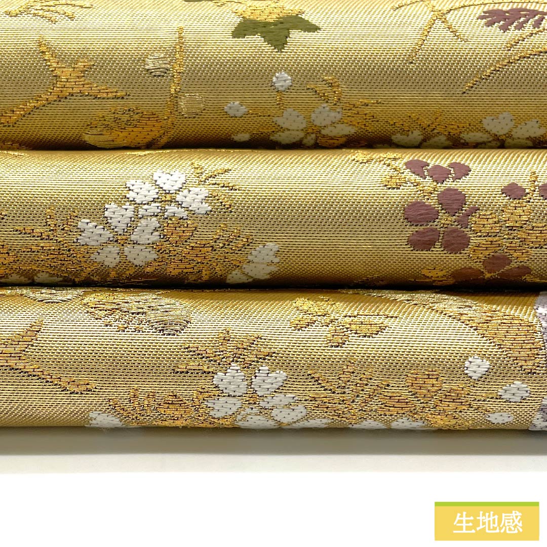 Fukuro Obi, pure silk, Karaori, auspicious pattern, Kano Yuki, for Tomesode, obi length 440cm, S rank, six-pass, formal, gold, 1123013442321