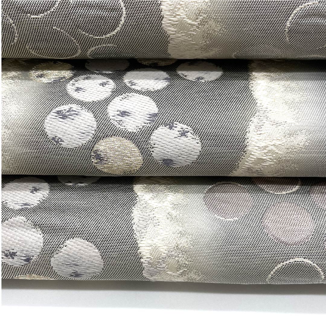 袋帯 水銀色（すいぎんいろ） 加納幸 幾何学模様 帯丈434cm 正絹 Sランク 六通 セミフォーマル グレー系 1123008582322