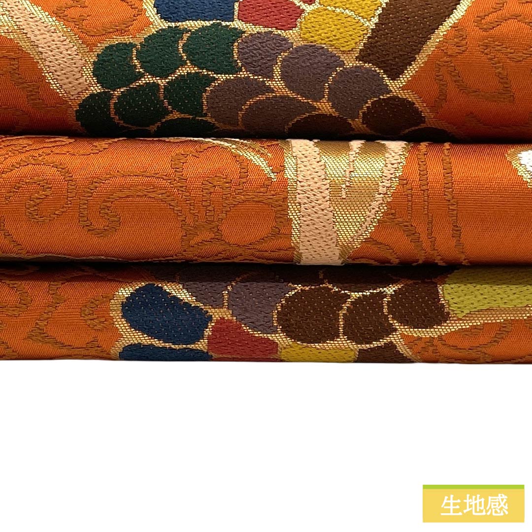 袋帯 正絹 Sランク 赤橙色（あかだいだいいろ） 西陣織 白綾苑大庭 鳳凰 帯丈430cm 六通 フォーマル 橙系 1123017552326