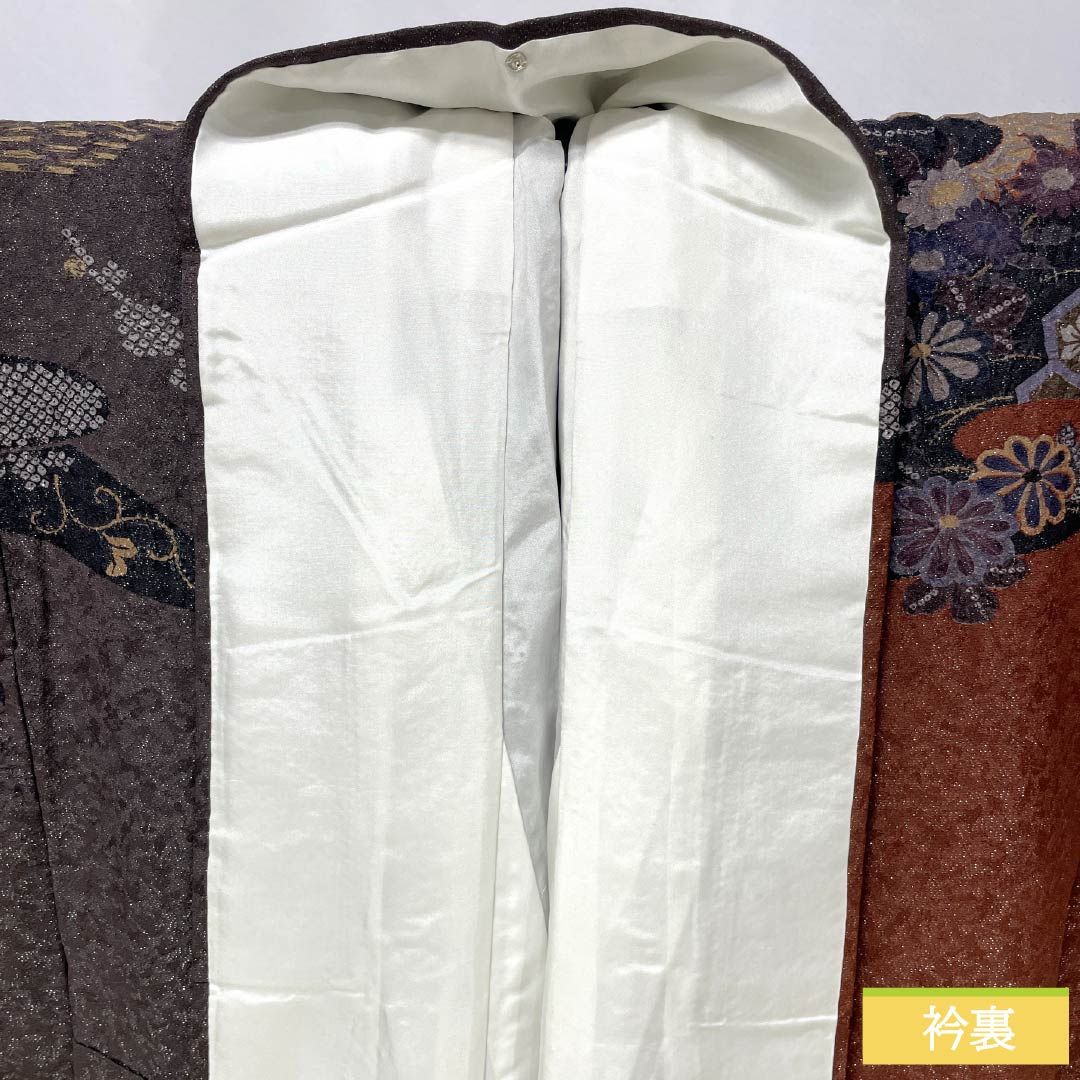 Hōmongi (silk, S rank, lined, length 153cm,裄丈63cm) - Kishizumiiro, Shuan-iro, Kyo-Yuzen, Shibori, Gin-Tōshi, classic pattern, multi-color. Product number: 1112007702228