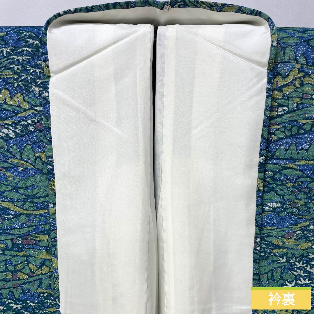 小紋 正絹 身丈164.5cm 裄丈68cm 袷 露草色（つゆくさいろ） 型染 風景絵画調 しあわせガード Sランク 青系 1115005422417