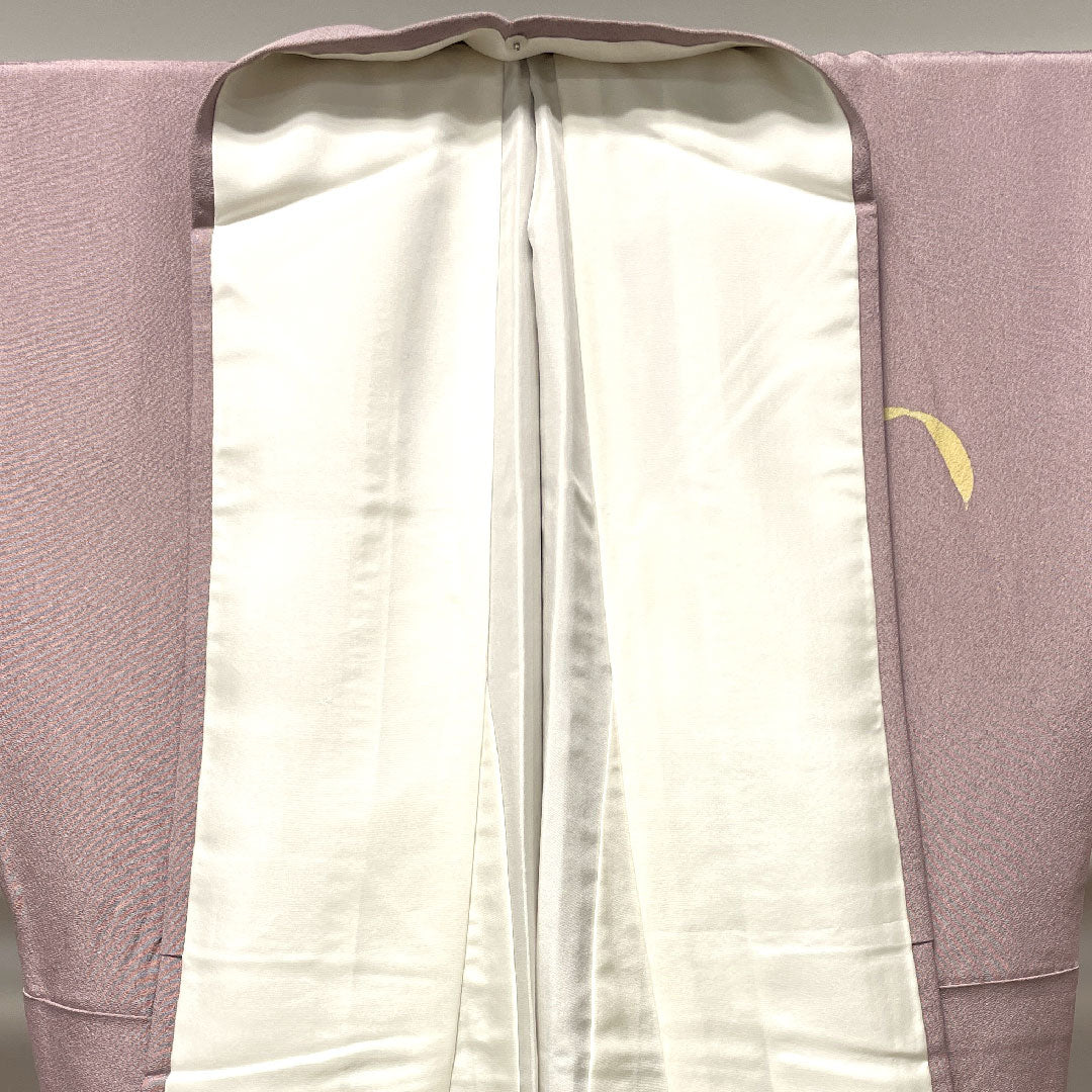 訪問着 袷 身丈180.5cm 裄丈70cm 葡萄色 京友禅 抽象花 正絹 Aランク 紫系 1112002643820