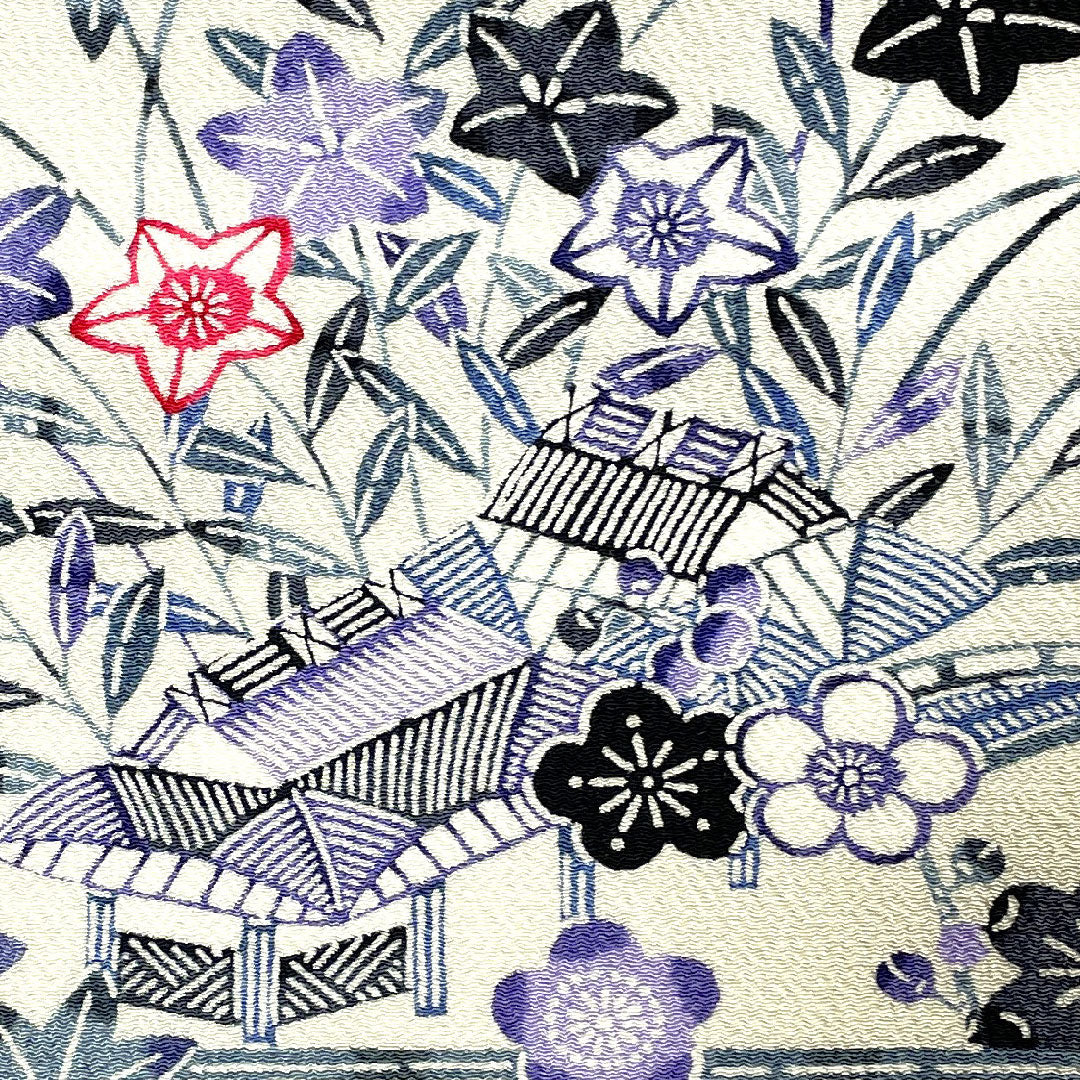 Komon, Length 155cm, Sleeve length 62cm, Awase, Kyoto Bingata, Chayatsuji pattern, Pure silk, S rank, White, 1115002192311