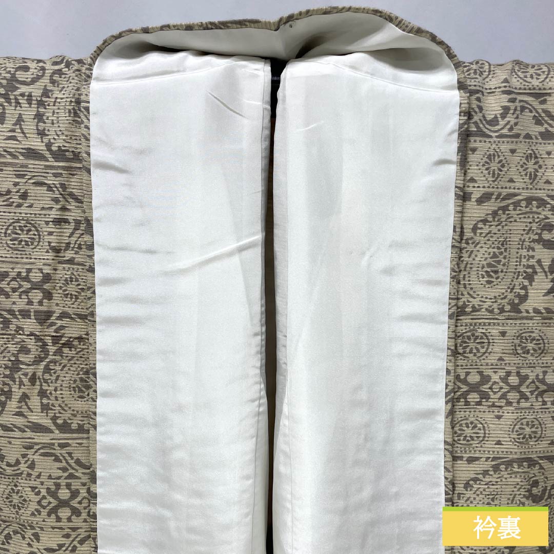 小紋 正絹 Sランク 身丈160cm 裄丈65.5cm 袷 東京白茶色（とうきょうしらちゃいろ） ペイズリー柄 紬地 シルクガード ベージュ系 1115006772425