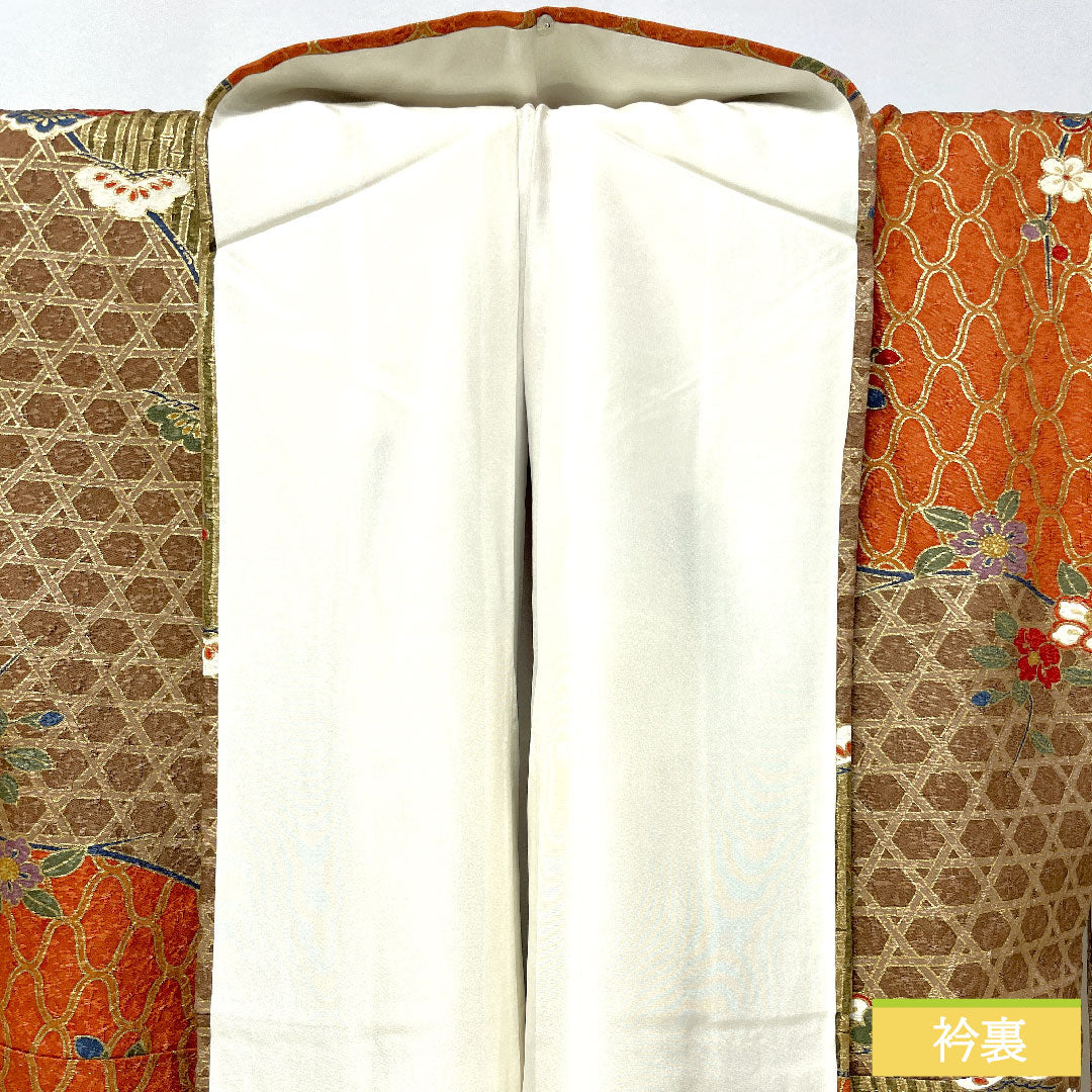 訪問着 正絹 袷 身丈157cm 裄丈63.5cm 京友禅 松竹梅 Sランク 茶系 1112005482314