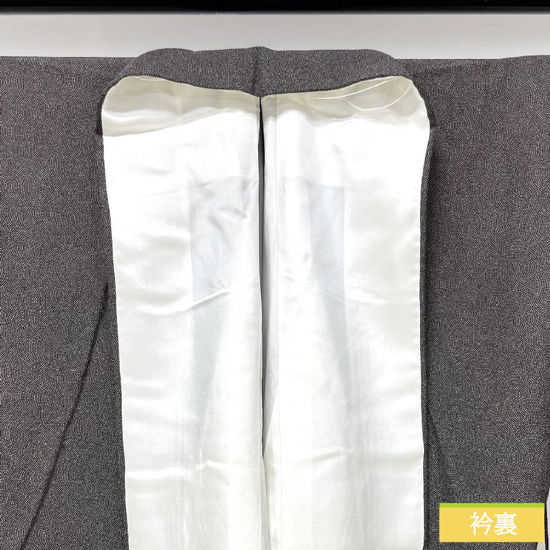 訪問着 正絹 袷 身丈156.5cm 裄丈64cm 江戸小紋 鮫 Sランク 黒系 1112004022310