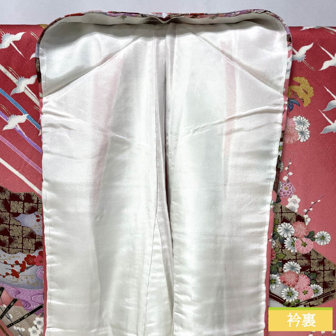 リサイクル着物】訪問着 正絹 Sランク 袷 身丈155.5cm 裄丈63cm 紅梅色