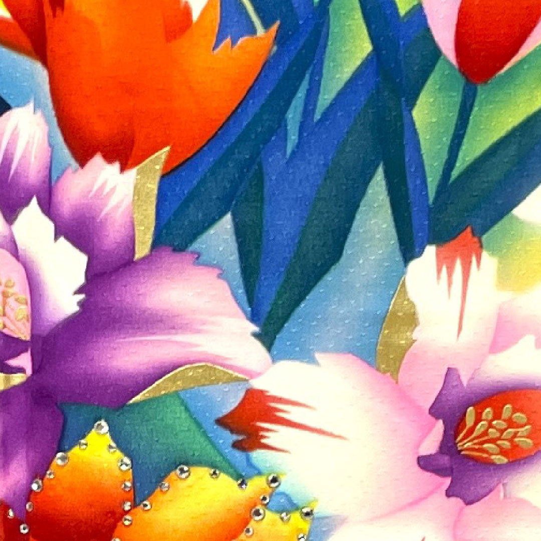 振袖 身丈176.5cm 裄丈64cm 袷  瑠璃色 花鳥模様  正絹 Bランク 紺系 1113001484818