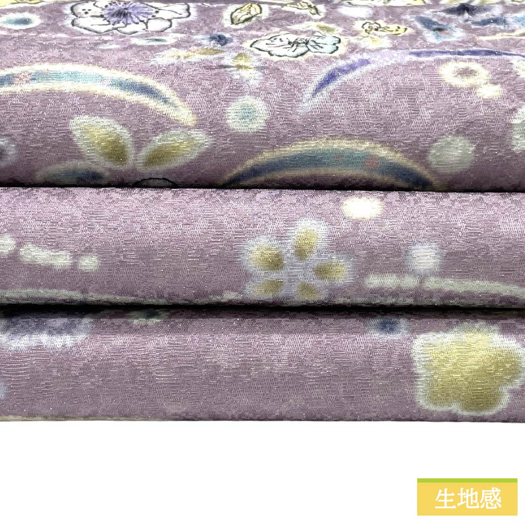 袋帯 正絹 Sランク 薄紫色（うすむらさきいろ）  古典柄 辻が花 帯丈447cm ポイント柄 セミフォーマル 紫系 1123018242320