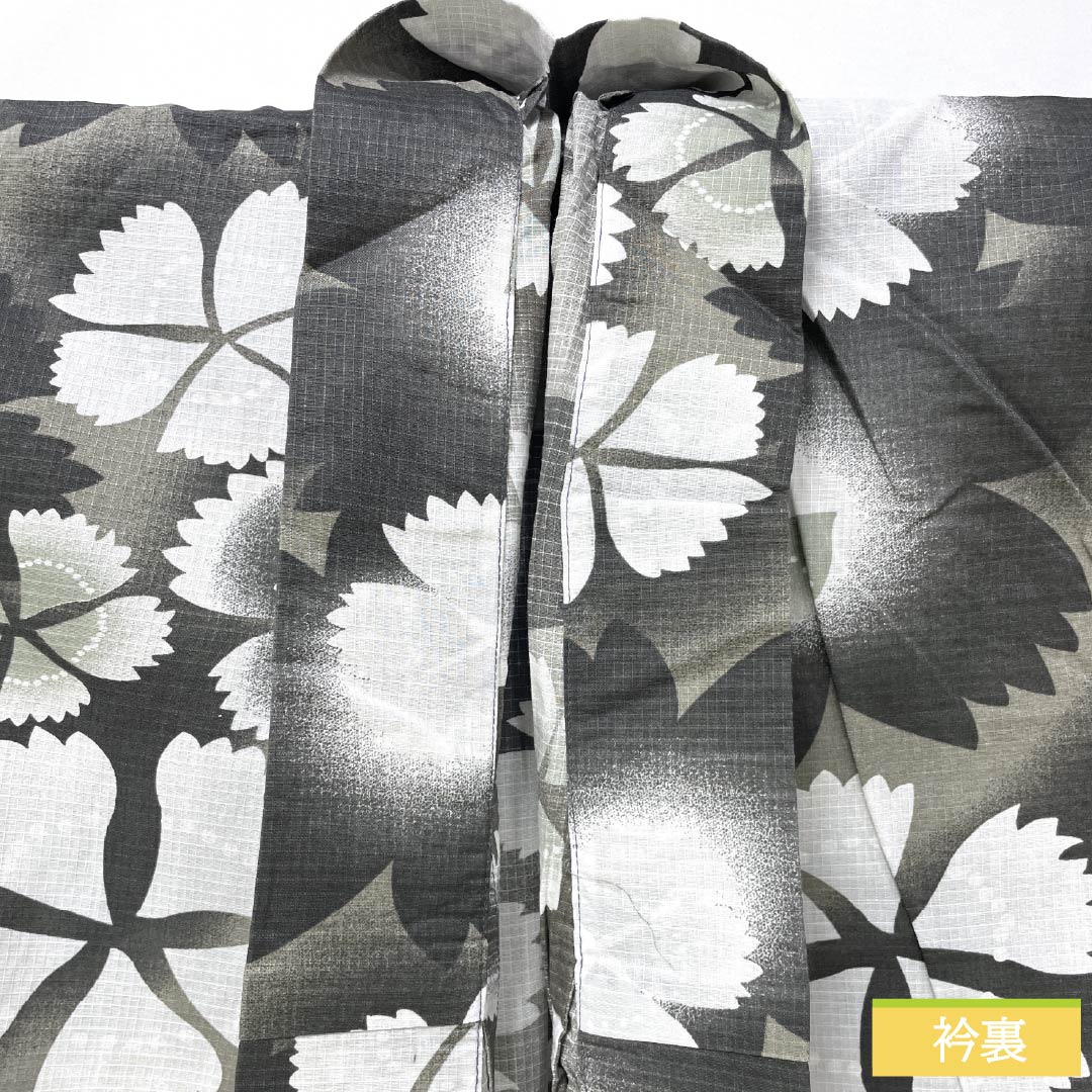 Yukata Cotton Length 161cm Sleeve length 67.5cm S rank Single layer Grayish charcoal gray (keshizuminezumiiro) Autumn cherry blossom 1118005312422