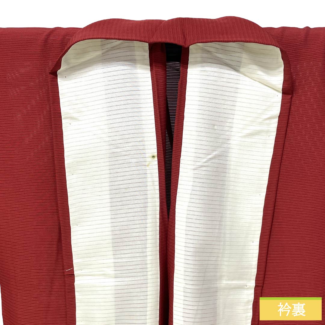 Summer Kimono, Pure Silk Iromuji, S-Rank, Length 163cm, Sleeve-to-sleeve 66.5cm, Shoenji-iro, Gosan-giri Family Crest (one crest), Ro (Gauze Weave), Red family, 1132003842414