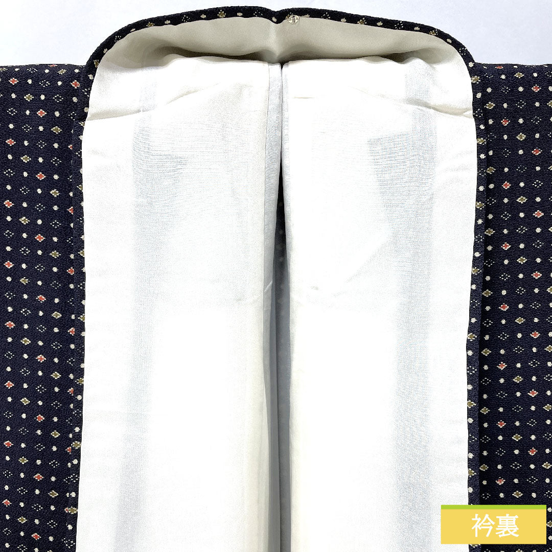 小紋 正絹 身丈156.5cm 裄丈64cm 袷 抽象模様 Aランク 黒系 1115004883310