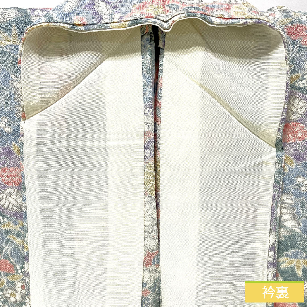 小紋 正絹 Sランク 身丈166cm 裄丈66cm 単衣 辻ヶ花 ちりめん地 グラデーション系 1115007612599