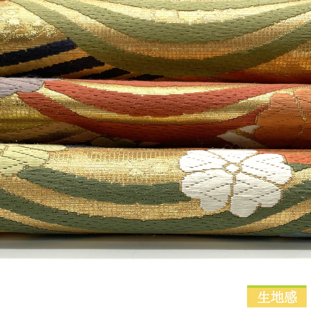 袋帯 正絹 留袖用 桜 帯丈426cm Sランク 六通 フォーマル 金系 1123013612321