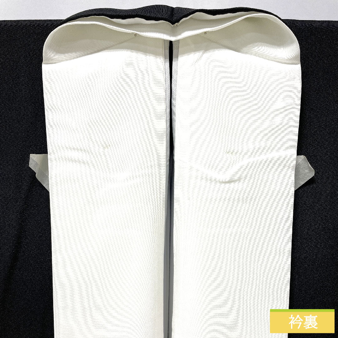 黒留袖 正絹 身丈158.5cm 裄丈62cm 袷 京加賀友禅 草花模様 作家物 五つ紋 花菱 Aランク 黒系 1111001673310