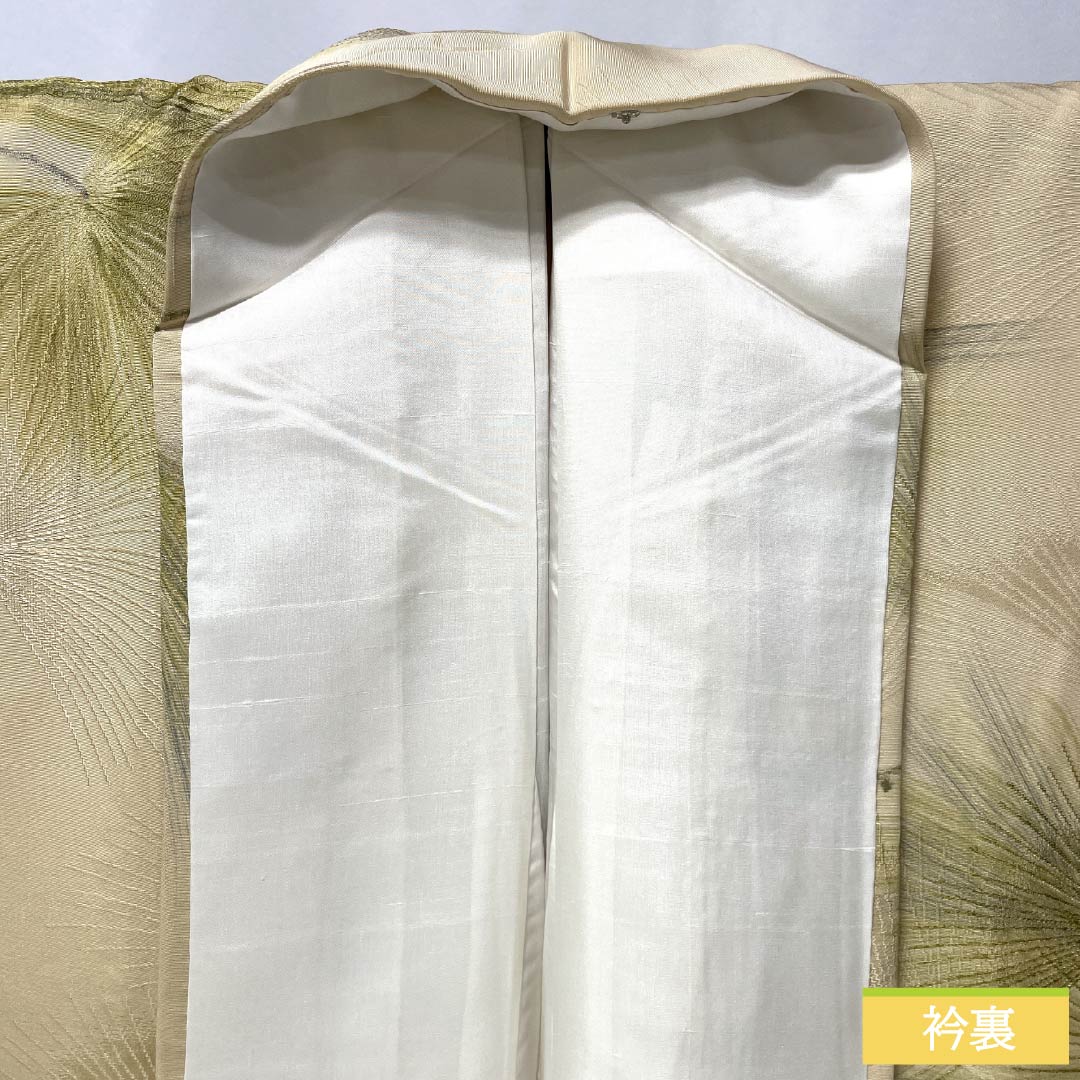小紋 正絹 Sランク 身丈154.5cm 裄丈62cm 袷 東京白茶色（とうきょうしらちゃいろ） 京友禅 松葉 クリーム系 1115006592215