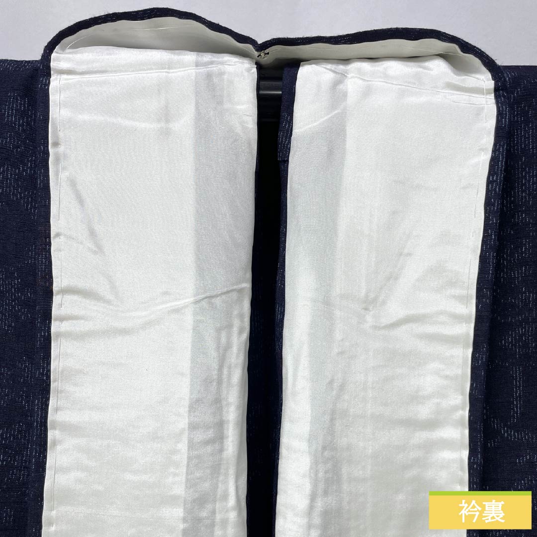 紬 正絹 身丈149.5cm 裄丈62cm 褐色（かちいろ） 結城紬 草花模様 Sランク 単衣 紺系 1116003772118