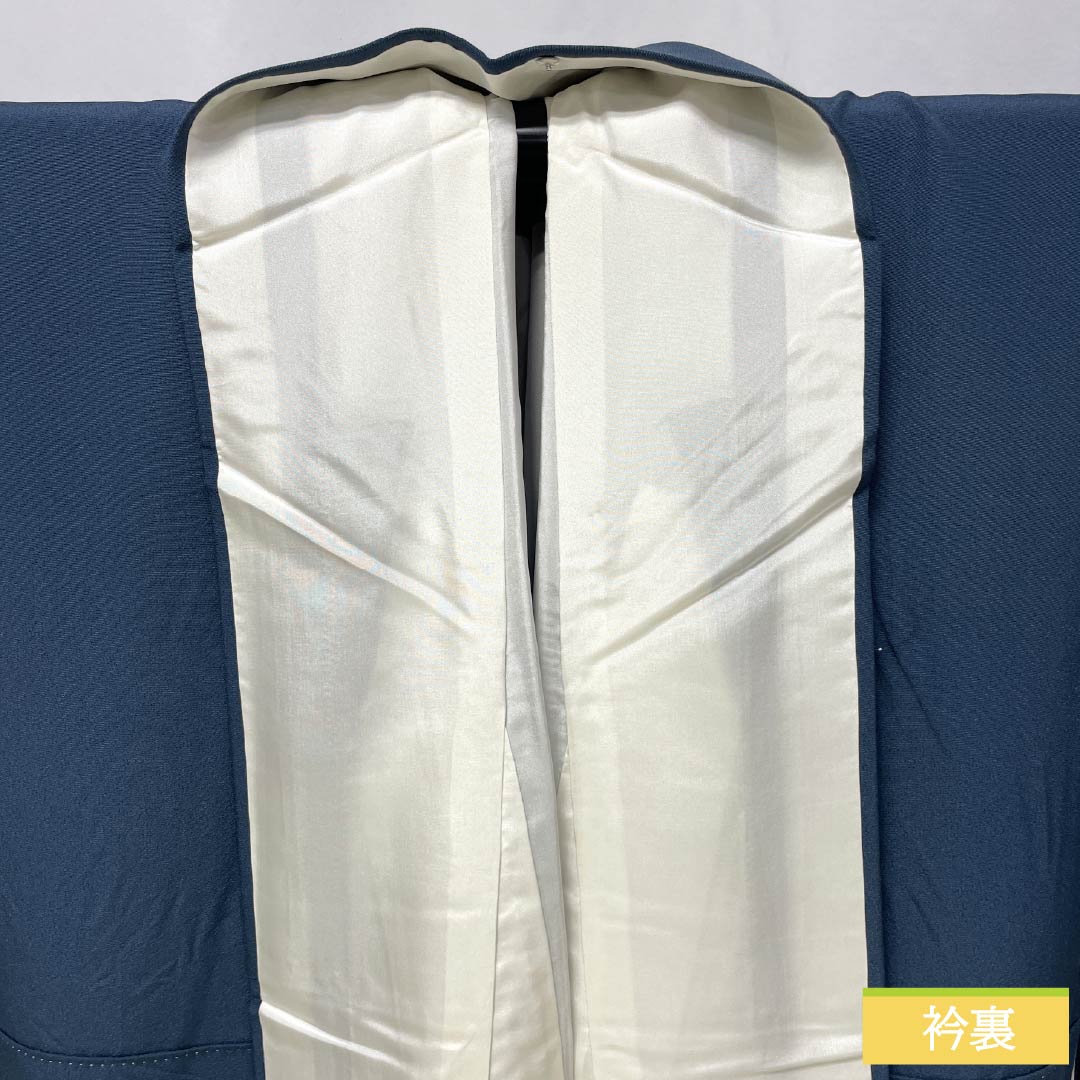 訪問着 正絹 Aランク 袷 身丈165.5cm 裄丈67cm 裏色（うらいろ） 京友禅 付下げ 草花 青系 1112006773517