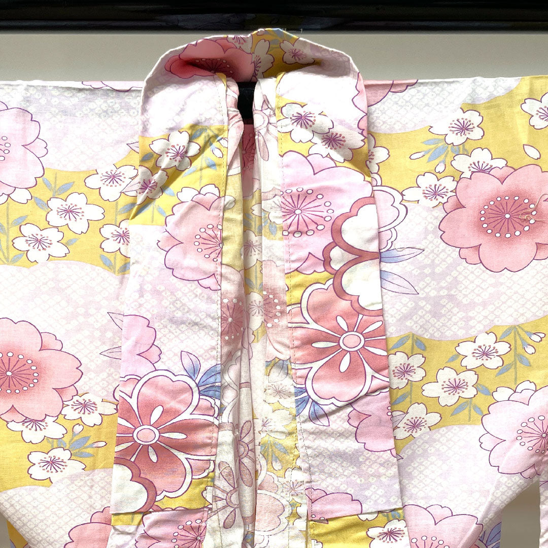 浴衣 桜 雲取り 木綿 Sランク 単衣 身丈166.5cm 裄丈65cm グラデーション系 1118002772599