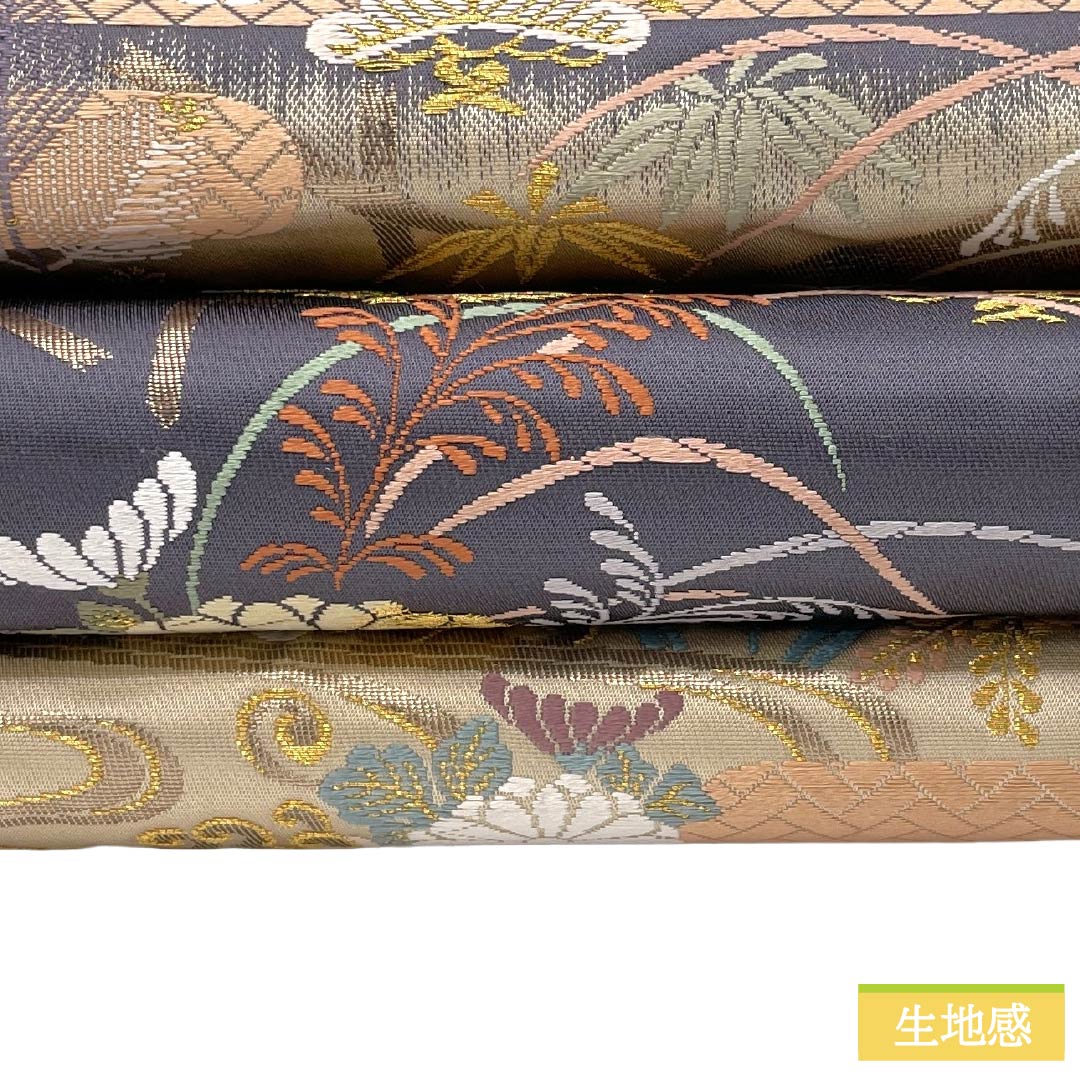 袋帯 正絹 Aランク 西陣織 扇面春秋花文 帯丈420cm 六通 フォーマル グラデーション系 1123017673399