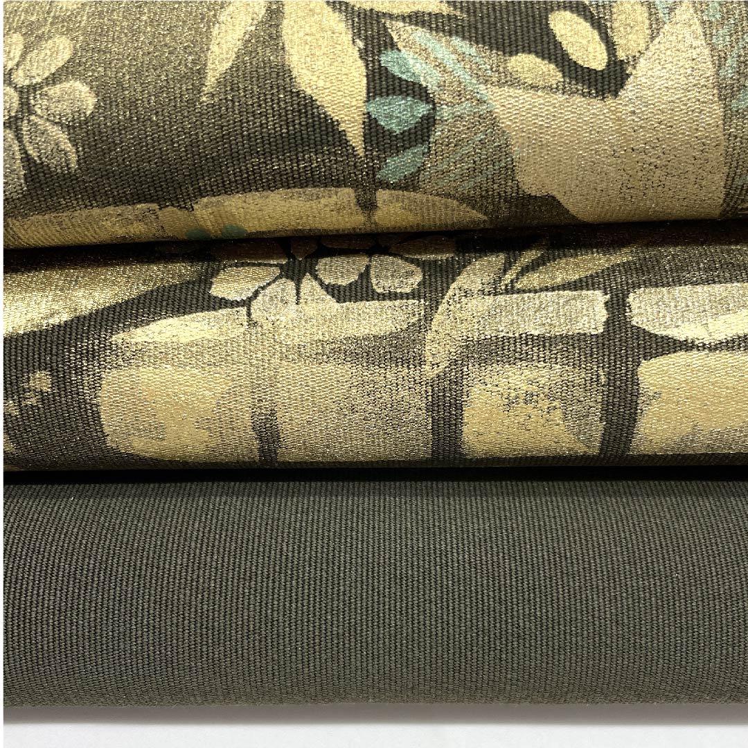 名古屋帯 黒橡色 花模様 作家物 帯丈366cm 正絹 Aランク ポイント柄 セミフォーマル 緑系 1124003813319  開き仕立て