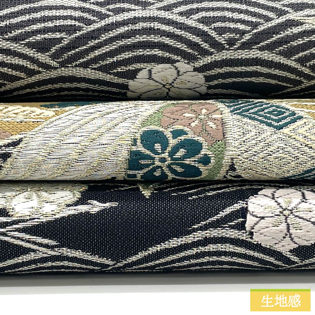 袋帯 正絹 Sランク 藍鼠色（あいねずいろ） 留袖用 波 笹 古典柄 帯丈438cm 全通 フォーマル グレー系 1123015542322