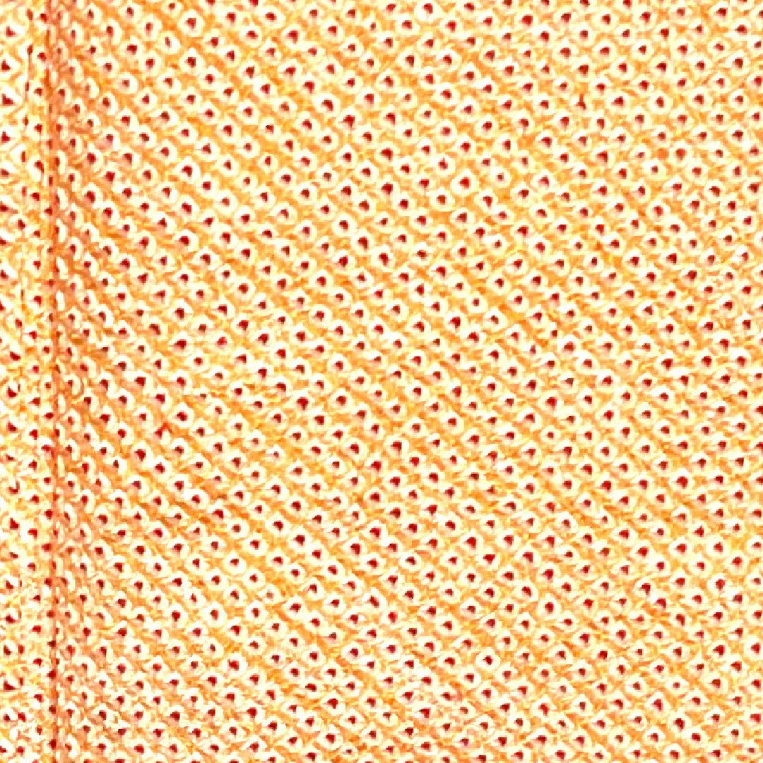 小紋 身丈157cm 裄丈62cm 袷  深支子色 総絞り しつけ糸あり  正絹 Sランク 朱系 1115002242316