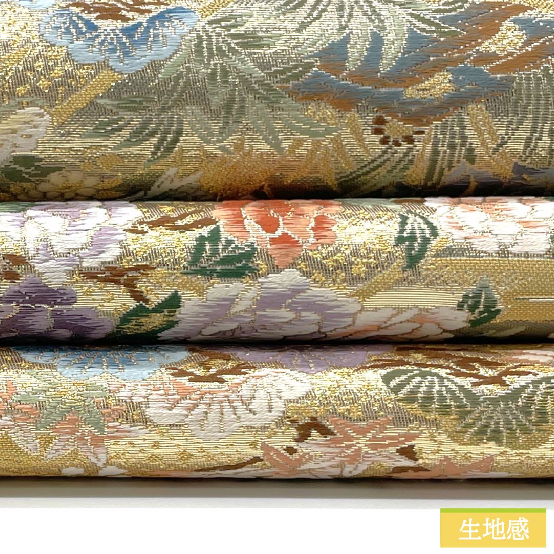 袋帯 正絹 Aランク 古典柄 留袖用 招宴花鳥文様 帯丈436cm 六通 フォーマル 金系 1123015503321