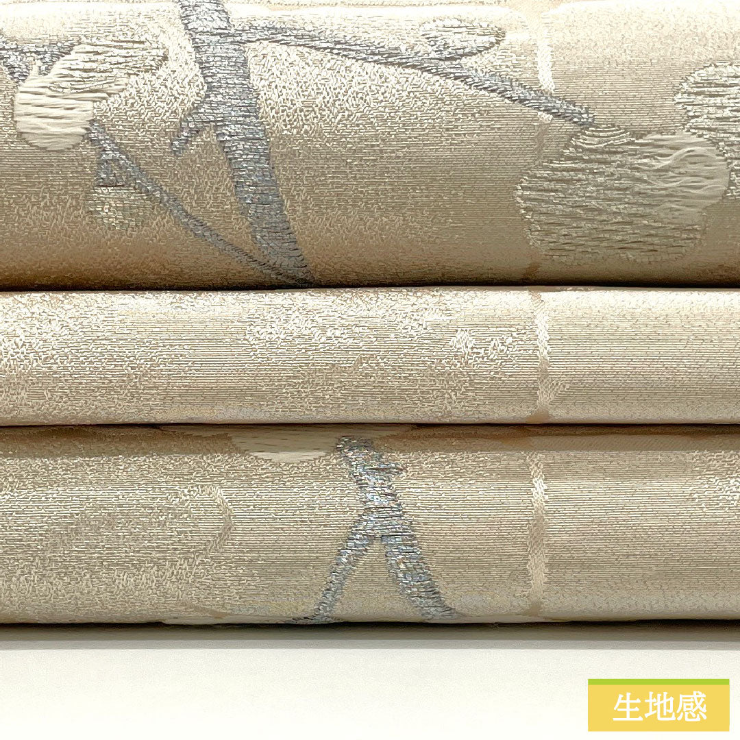 袋帯 ポリエステル Aランク 白茶色（しらちゃいろ） 梅 帯丈426cm 六通 フォーマル ピンク系 1123016053313