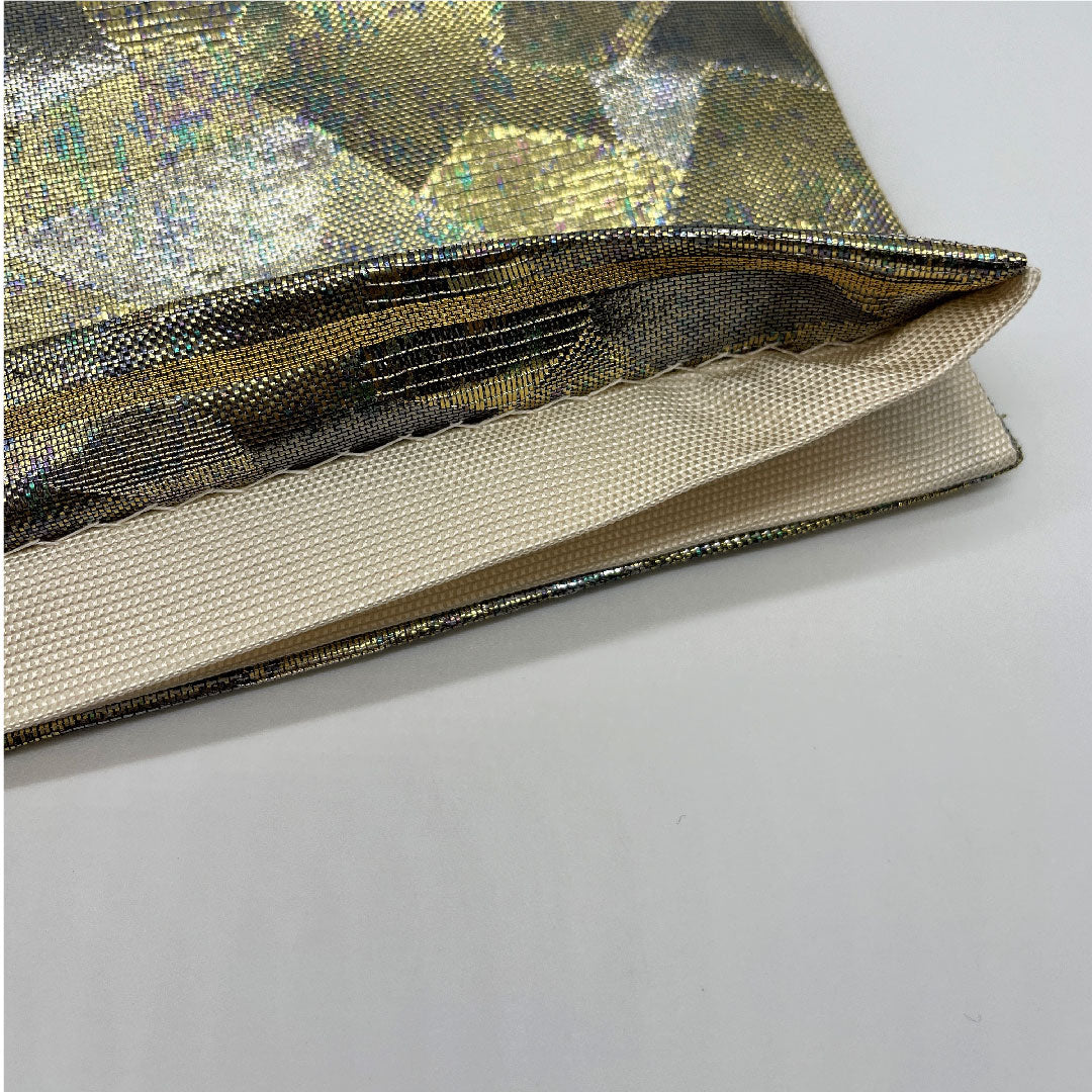 袋帯 金色 幾何学模様 帯丈434cm 正絹 Sランク 六通 フォーマル 金系 1123005242321