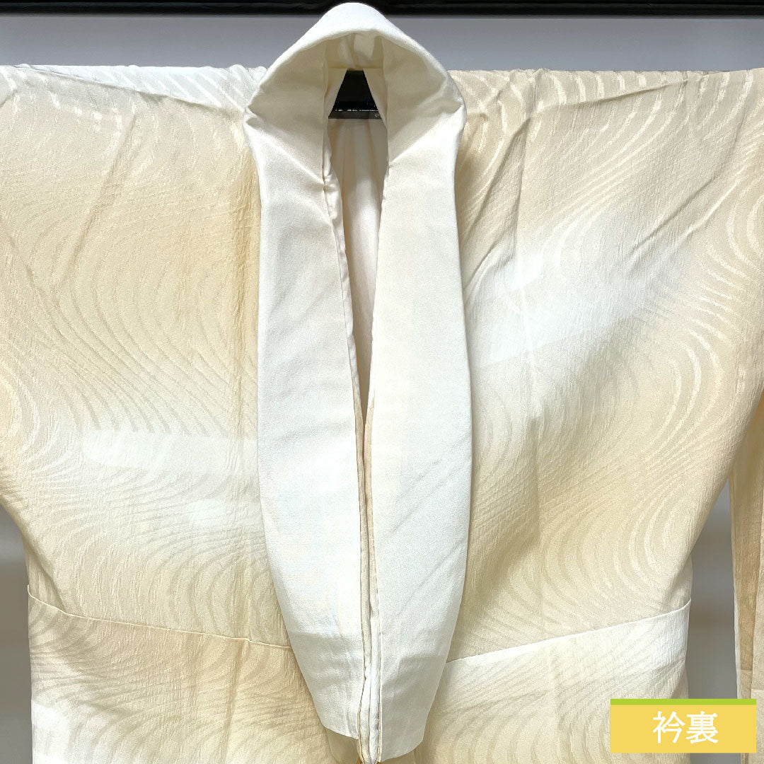 長襦袢 正絹 身丈140cm 裄丈68cm 袷 東京白茶色（とうきょうしらちゃいろ） ボカシ染 流水 Sランク ベージュ系 1129000692525