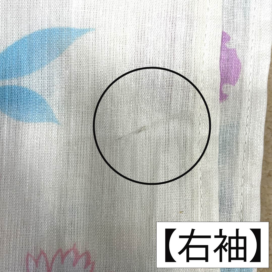 浴衣 木綿 Aランク 身丈166.5cm 裄丈64cm 蝶 草花模様 単衣 白系 1118007243511