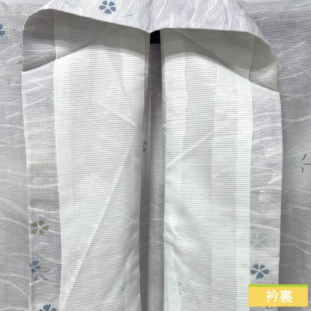 夏物 ポリエステル 小紋 身丈160cm 裄丈65cm 霞色（かすみいろ） 撫子 波 洗える着物 絽 Bランク グラデーション系 1132002454499