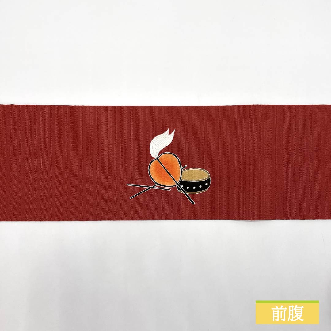 Nagoya obi, crimson silk (momiiro), crepe fabric, dyed obi, child, obi length 363cm, pure silk, S rank, point pattern, casual, vermilion, 1124007542316, Nagoya style