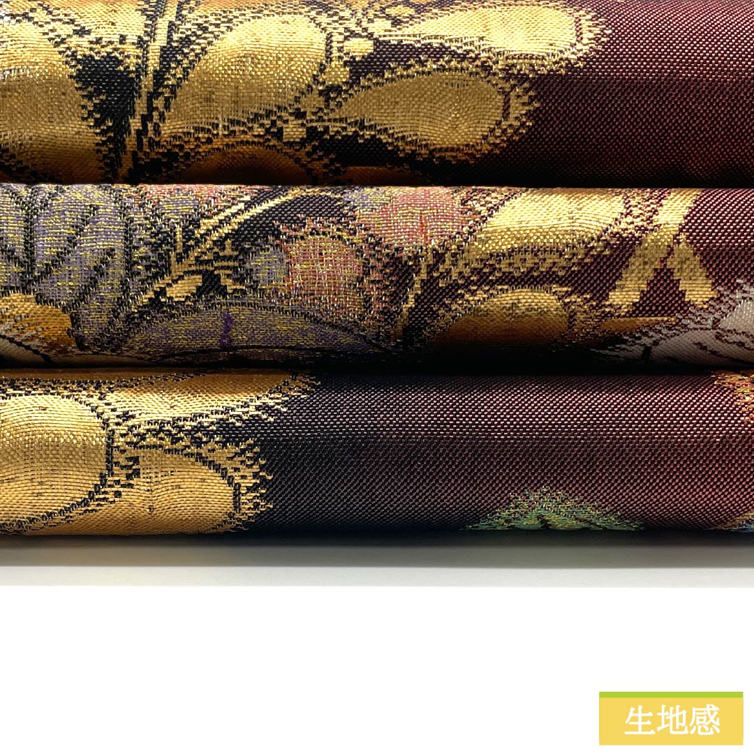 袋帯 正絹 暗紅色（あんこうしょくいろ） 振袖用 辻ヶ花 帯丈448cm Sランク 六通 フォーマル グラデーション系 1123013682399