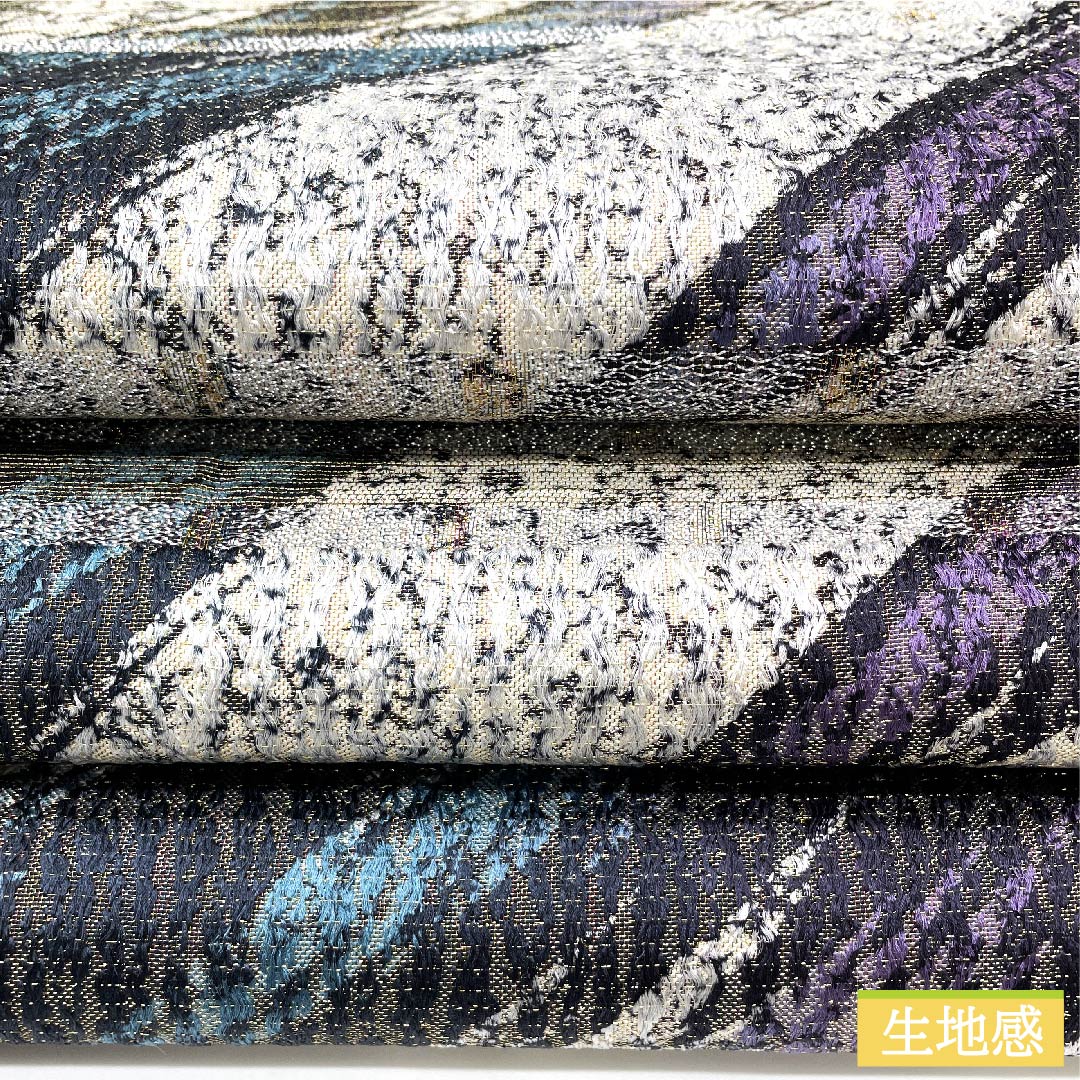 袋帯 鉄色（てついろ） 幾何学模様 帯丈456cm 正絹 Sランク 全通 セミフォーマル グラデーション系 1123010722499