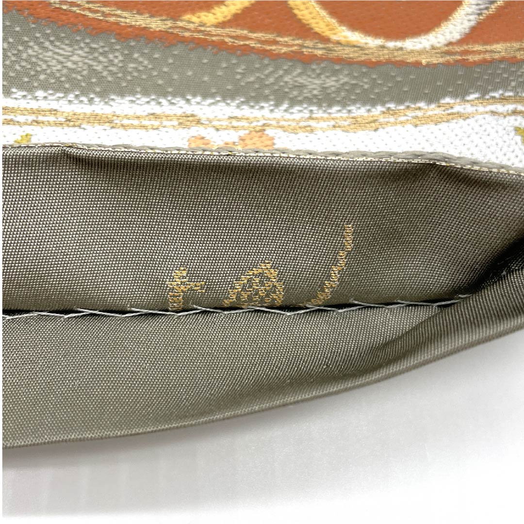 袋帯 白綾苑大庭 菊 桐 帯丈439cm 正絹 Sランク 六通 フォーマル グレー系 1123008592322