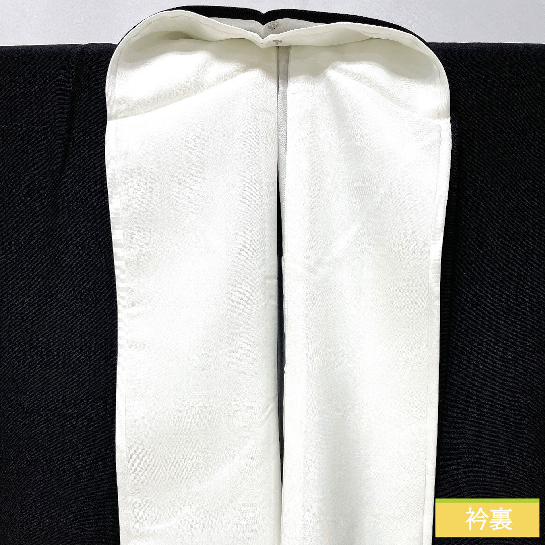 Black formal kimono, pure silk, length 162.5cm, sleeve length 64cm, lined, Kyoto Yuzen, crane, pine, artist's work, five crests, five-three paulownia, A rank, black, 1111001623410