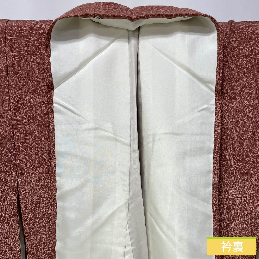 小紋 正絹 Sランク 身丈154.5cm 裄丈63cm 袷 紅海老茶色（べにえびちゃいろ） 江戸小紋  茶系 1115007272214