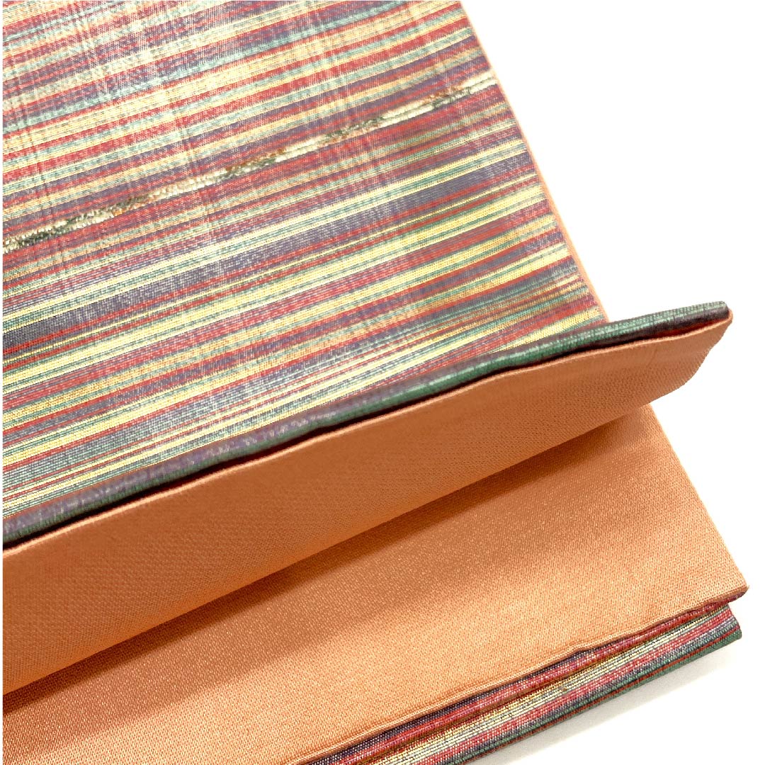 袋帯 引箔 縞 帯丈430cm 正絹 Aランク 六通 セミフォーマル グラデーション系 1123002973399