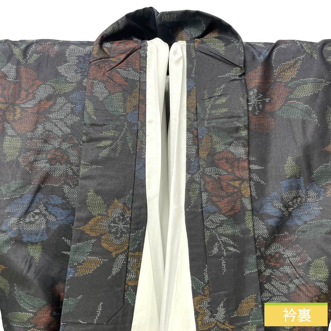 しつけ付き　大島紬　袷小紋　正絹 リサイクル着物】紬 正絹 Aランク 身丈161cm 裄丈67cm 灰青色（はい