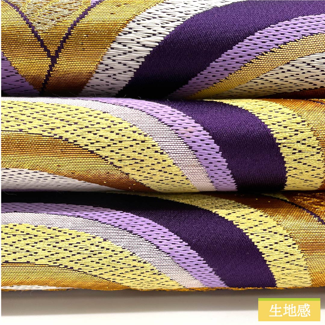 袋帯 正絹 葵色（あおいいろ） 青海波 帯丈412cm Sランク 六通 フォーマル 紫系 1123011922320