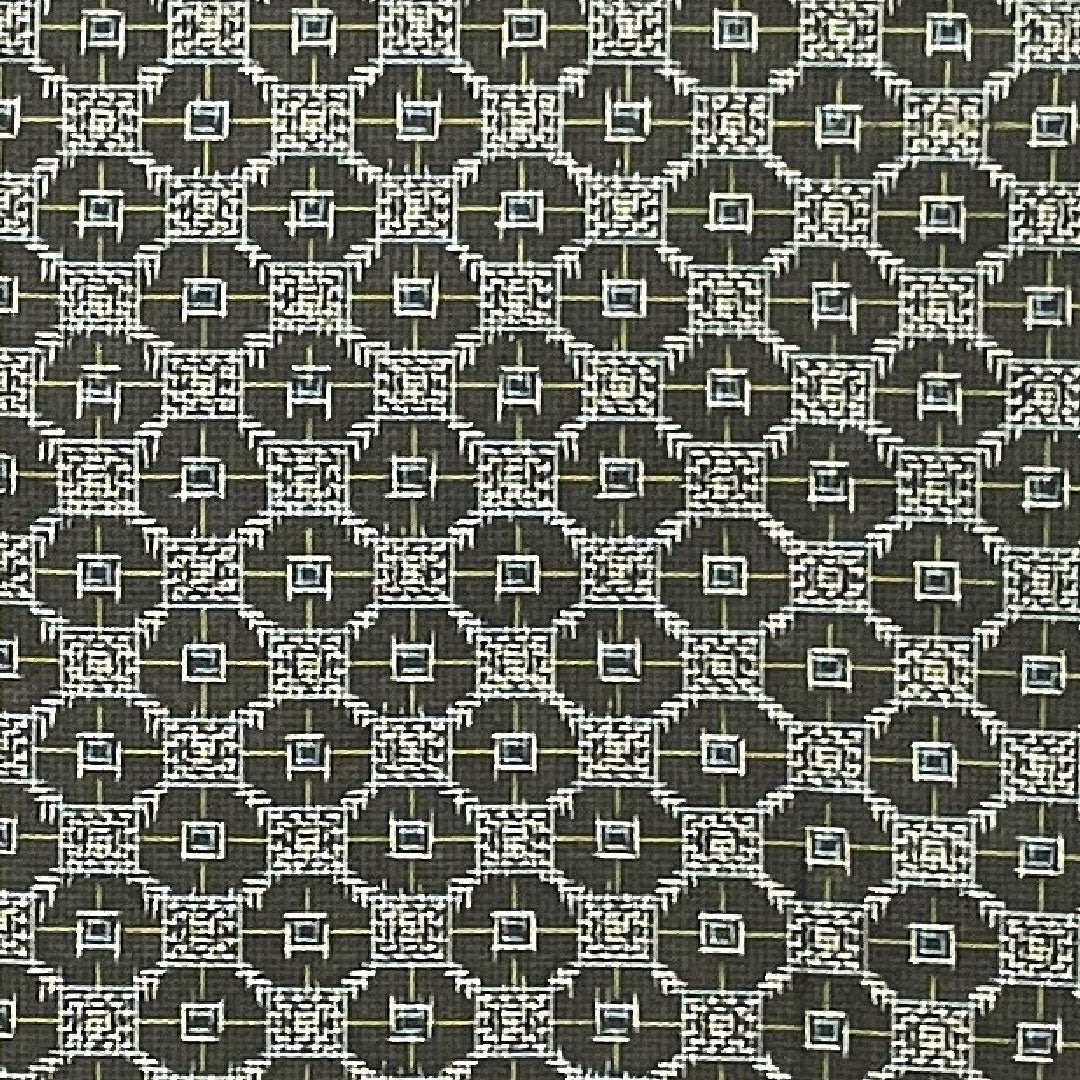 村山大島 身丈148cm 裄丈62.5cm 幾何学模様 正絹 Aランク 袷 黒系 1116001953110