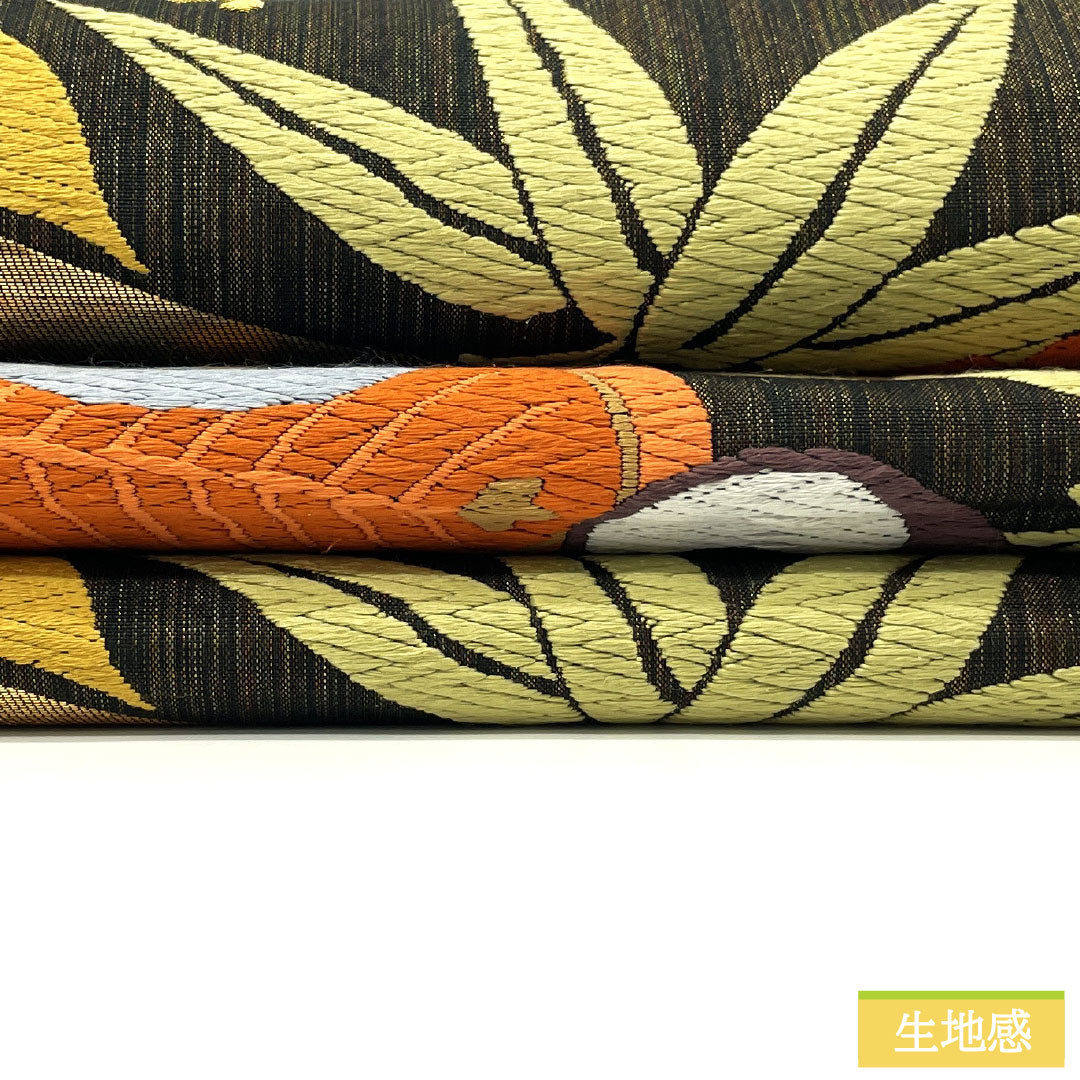 Formal black obi, pure silk, S-rank, featuring a design of sage pine, bamboo, and plum blossoms, Nishijin-ori (Karaori) weave, 430cm long, six-pass pattern, 1123016852310