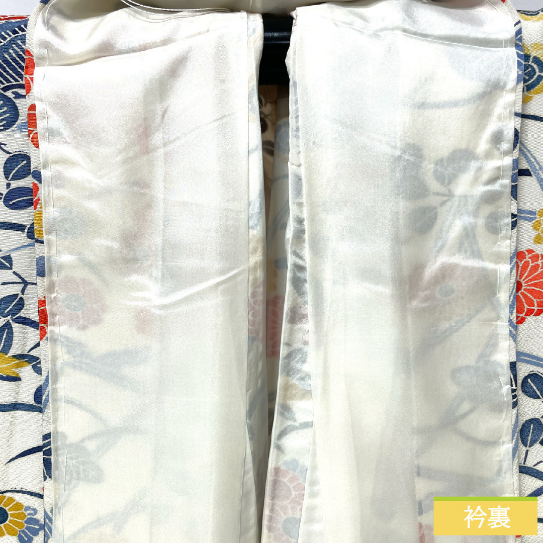 リサイクル着物】小紋 正絹 Sランク 身丈161cm 裄丈63cm 袷 京紅型 菊