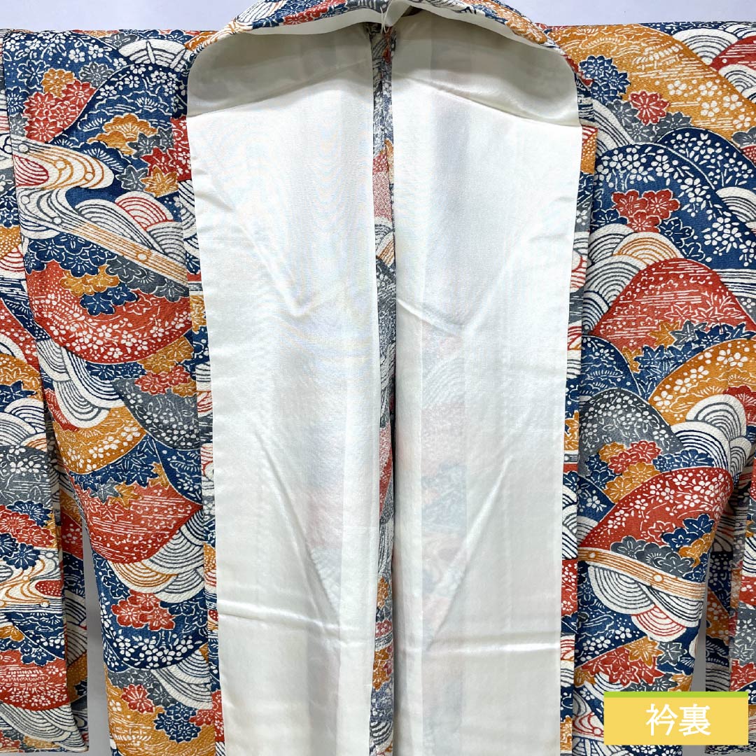 小紋 正絹 Sランク 身丈156cm 裄丈64.5cm 単衣 京紅型 遠山模様 グラデーション系 1115006952399